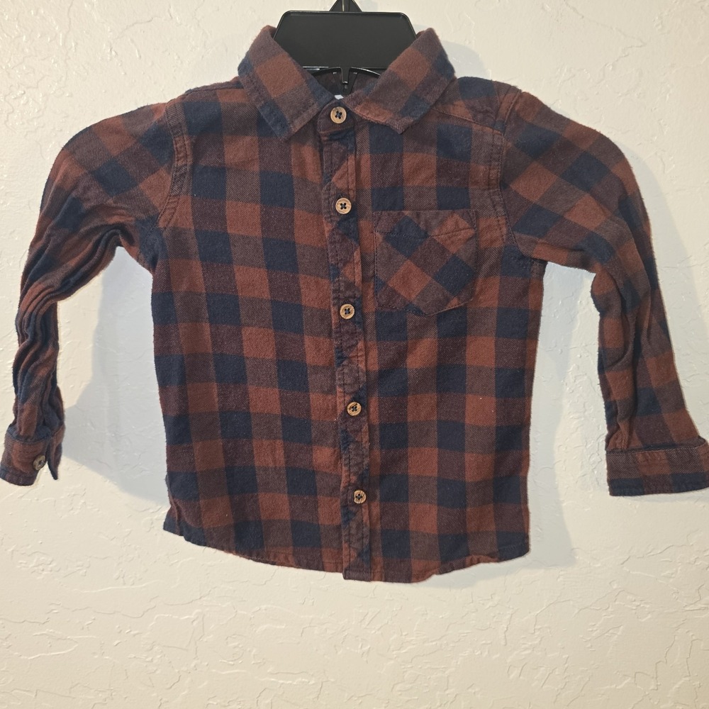 Tommy Bahama Toddler Boys Flannel Shirt Size 3T Long Sleeve Button up Red & Blue